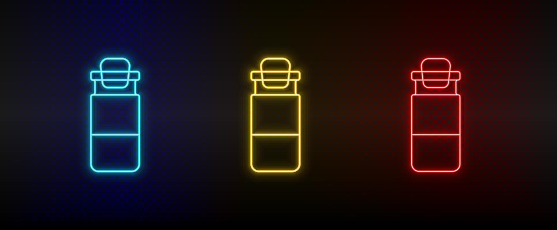 neon icoon reeks weer fles. reeks van rood, blauw, geel neon vector icoon Aan donker achtergrond