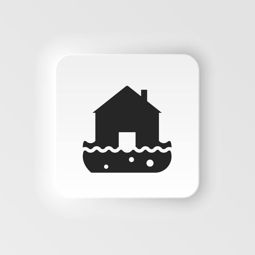 vuur, huis, huis, verzekering, overstroming water icoon - vector. verzekering neumorf stijl vector icoon. Aan wit achtergrond