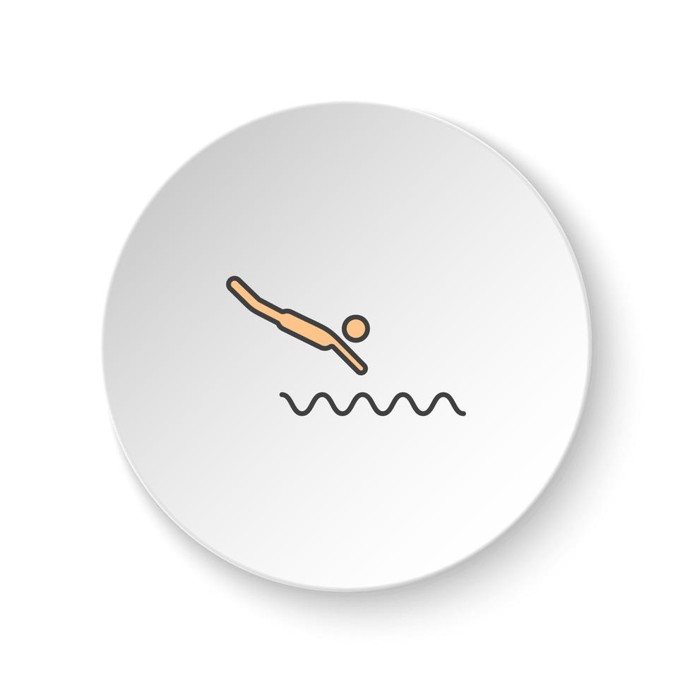 ronde knop voor web icoon, zwemmen springen. knop banier ronde, insigne koppel voor toepassing illustratie Aan wit achtergrond vector