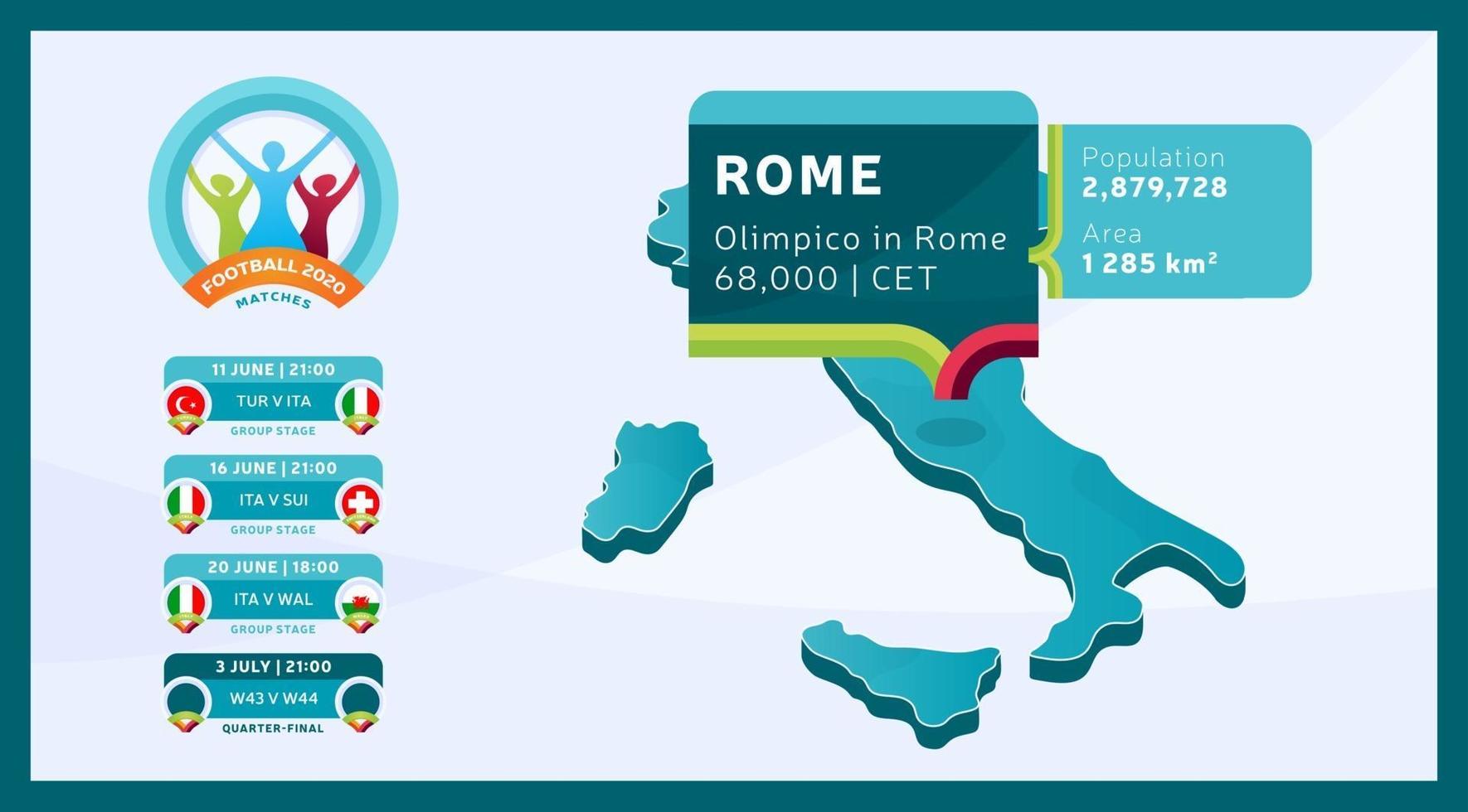 rome stadion isometrische voetbal 2020 vector