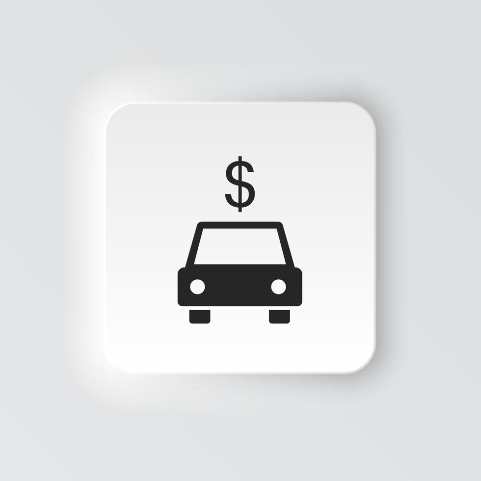 rechthoek knop icoon auto dollar. knop banier rechthoek insigne koppel voor toepassing illustratie Aan neomorf stijl Aan wit achtergrond vector