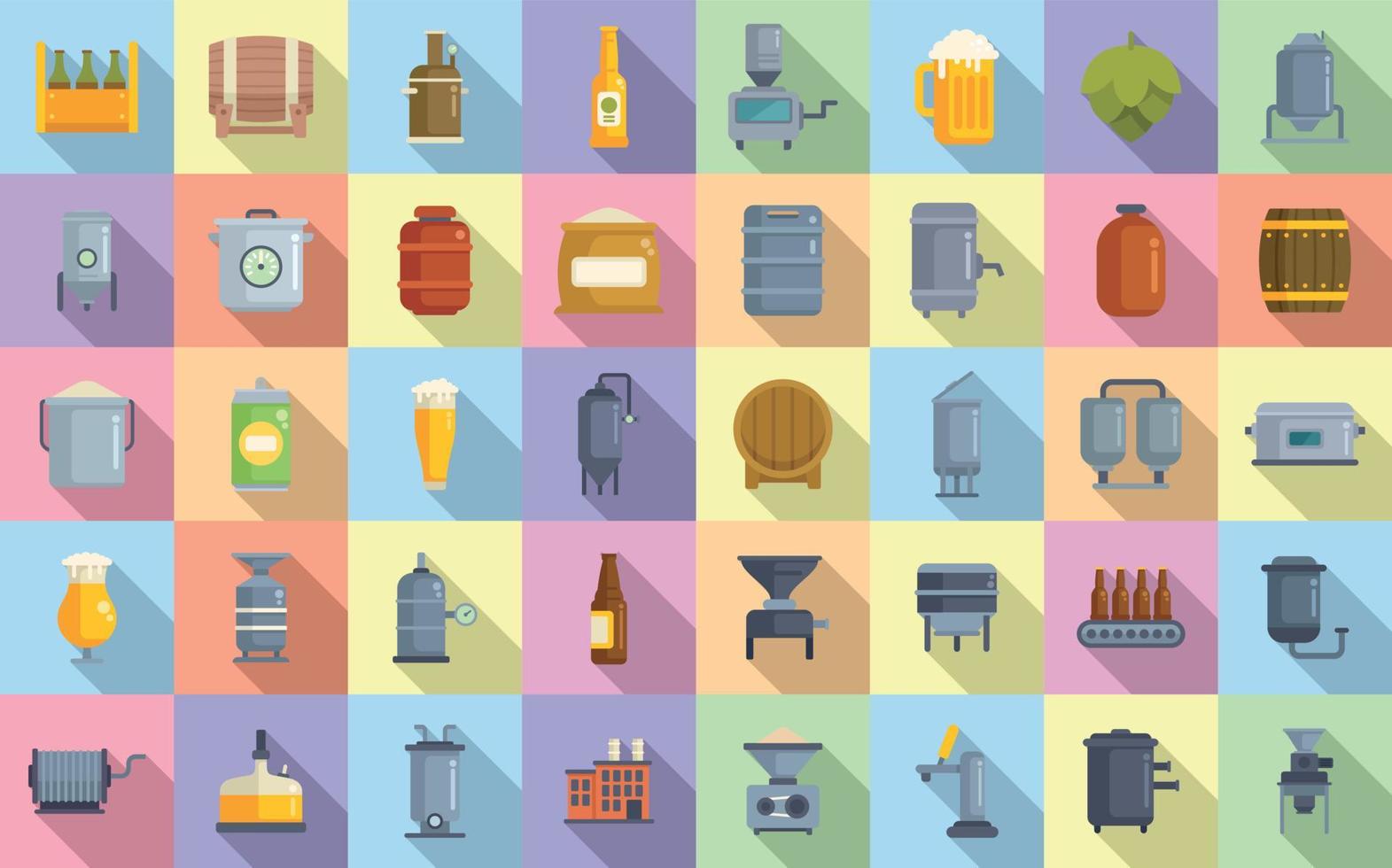 brouwerij pictogrammen reeks vlak vector. bier alcohol vector