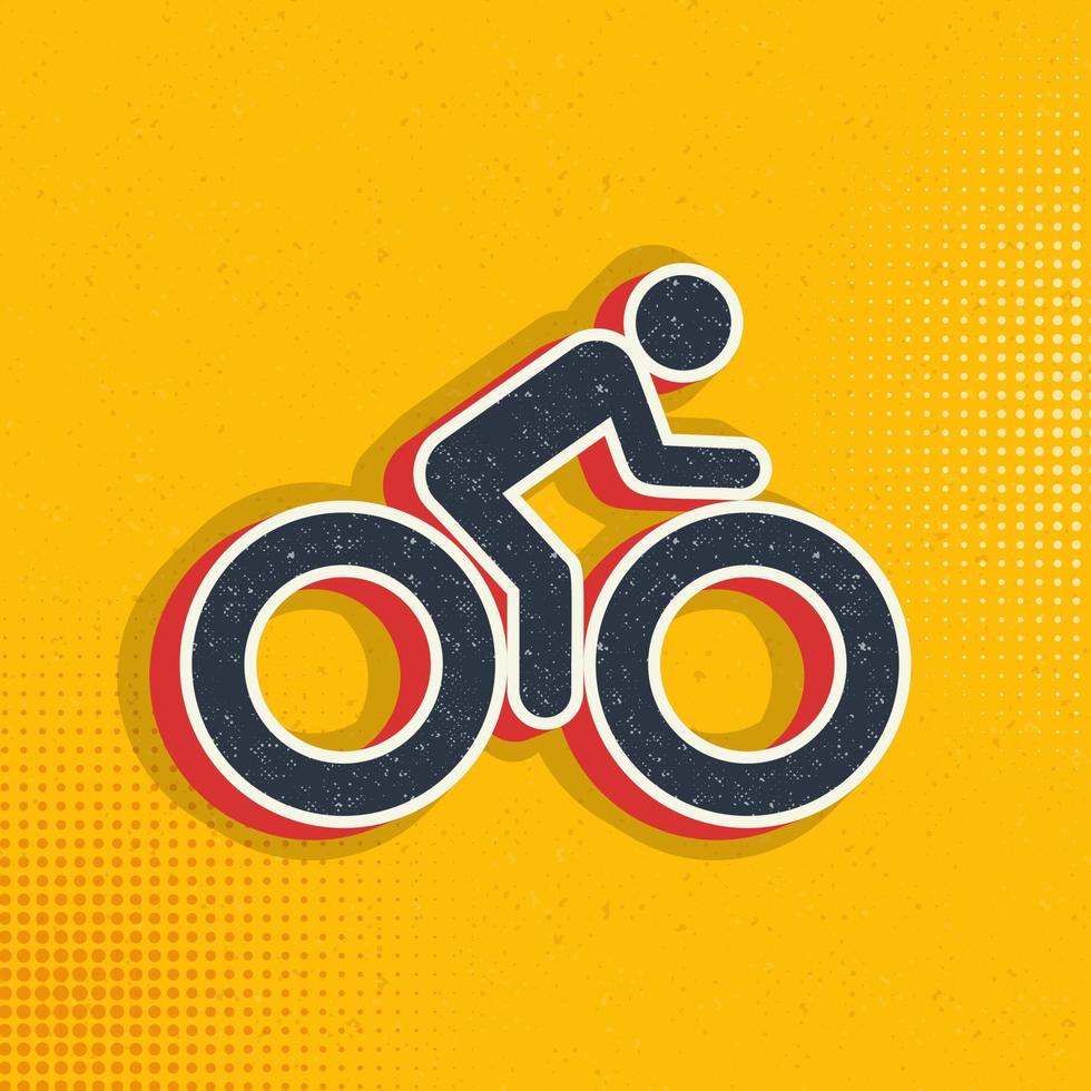 fiets, Mens knal kunst, retro icoon. vector illustratie van knal kunst stijl Aan retro achtergrond