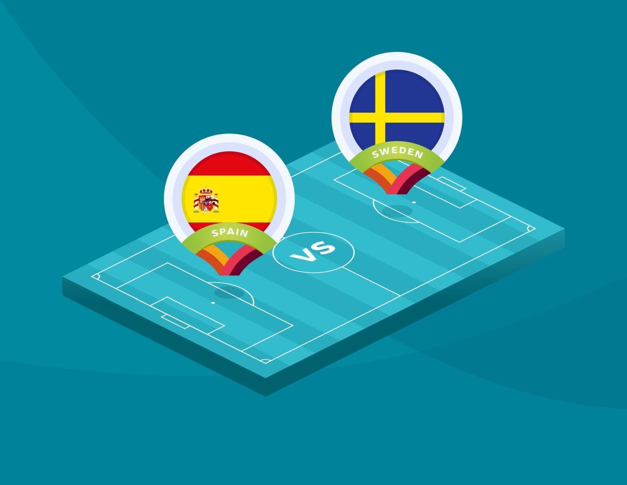spanje vs zweden voetbal vector