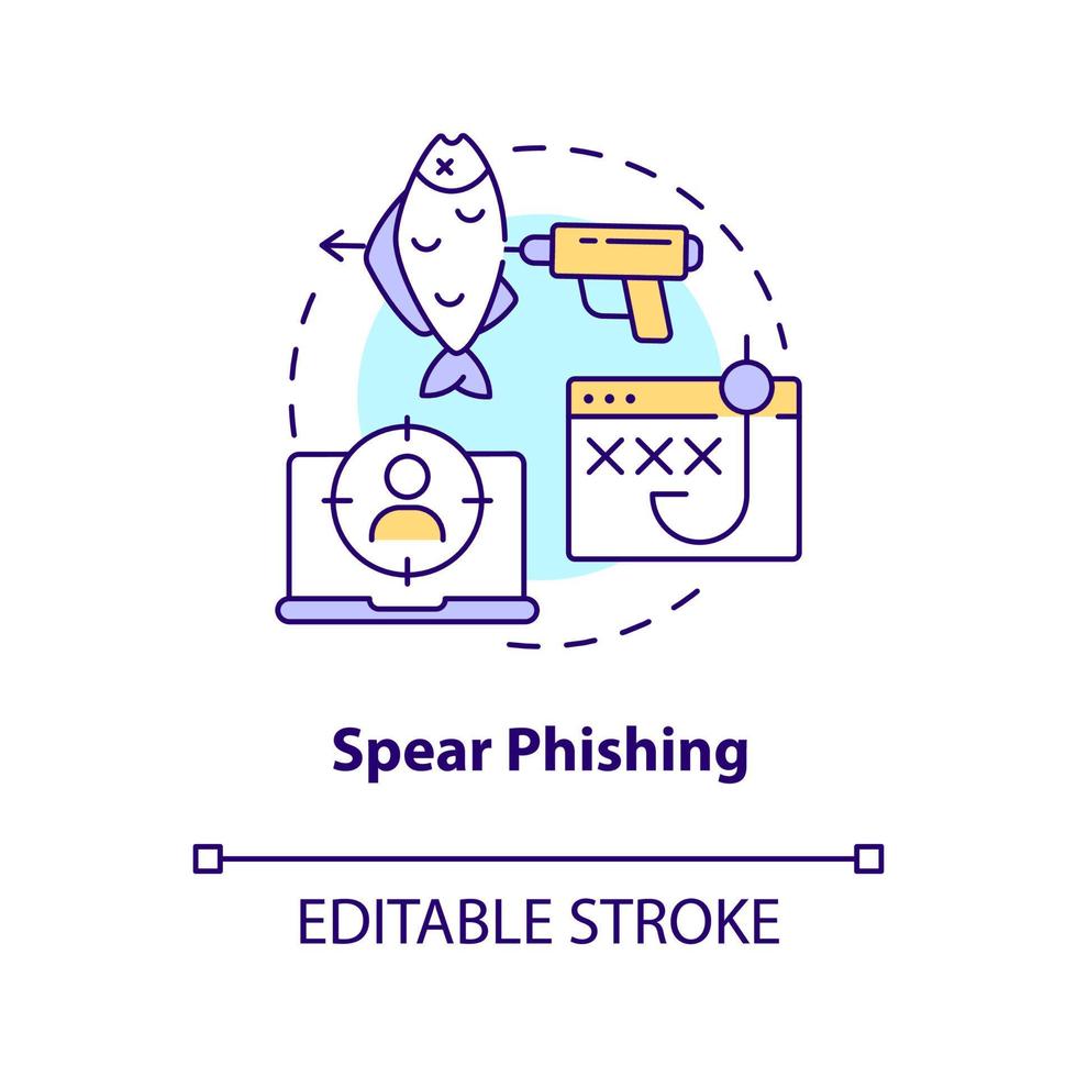 speer phishing concept icoon. doelwit cyber aanval. digitaal veiligheid. sociaal bouwkunde abstract idee dun lijn illustratie. geïsoleerd schets tekening. bewerkbare beroerte vector