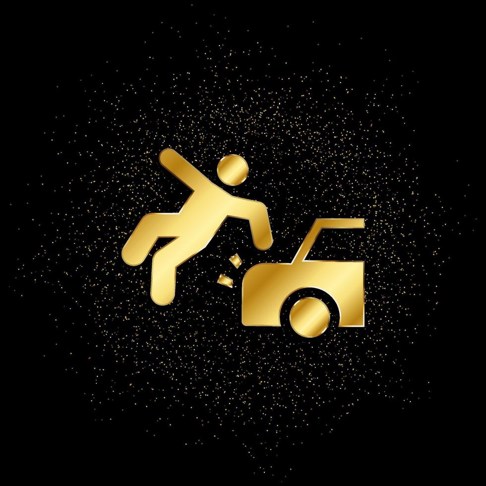 ongeluk, auto, verwonden, aansprakelijkheid goud, icoon. vector illustratie van gouden deeltje achtergrond . vector goud achtergrond