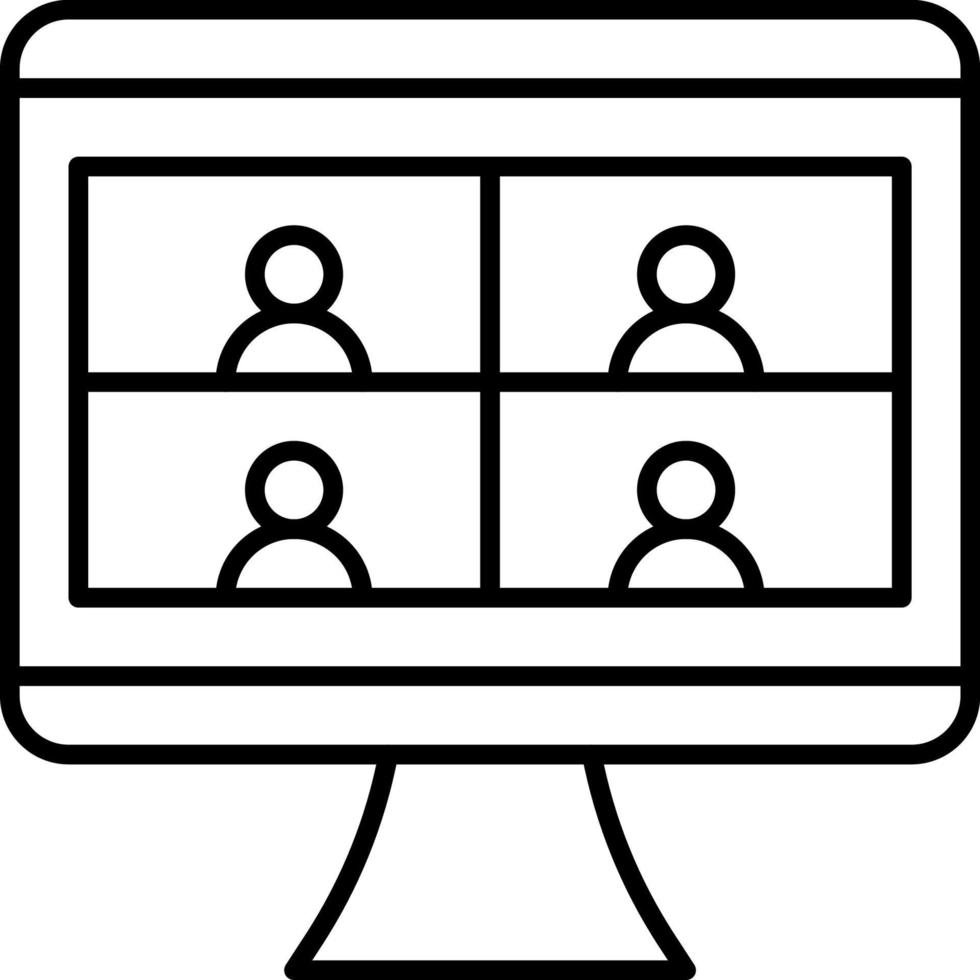 afgelegen werk, afgelegen aan het leren of online video klasse met negen mensen vlak vector icoon voor vergadering apps en websites.