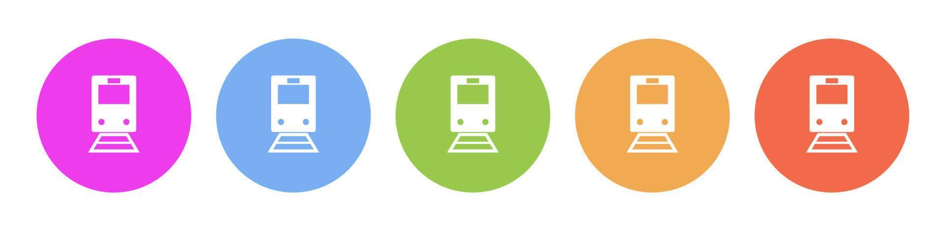 multi gekleurde vlak pictogrammen Aan ronde achtergronden. trein veelkleurig cirkel vector icoon Aan wit achtergrond