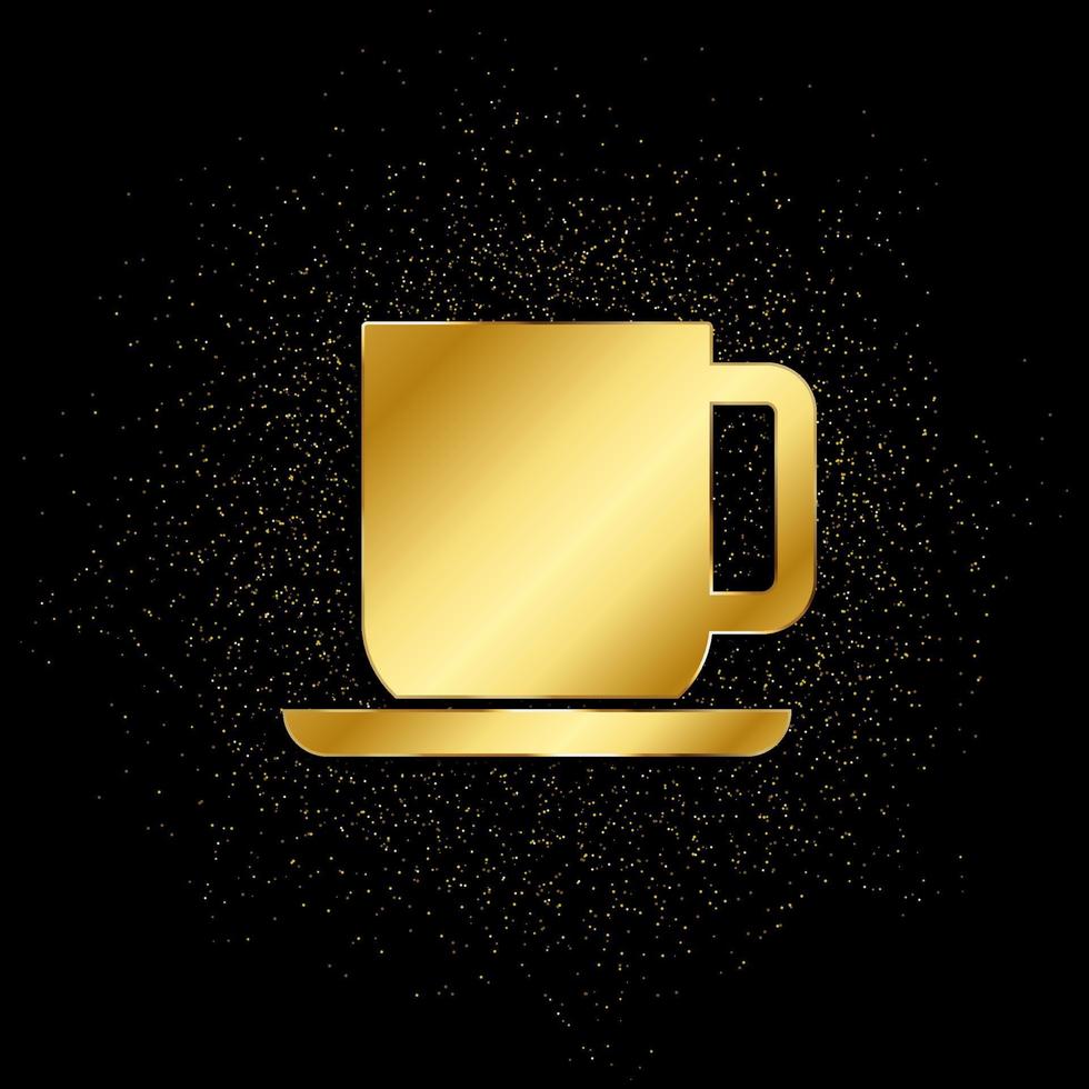 koffie kop goud, icoon. vector illustratie van gouden deeltje Aan goud vector achtergrond
