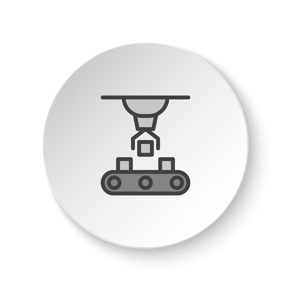 ronde knop voor web icoon, gearticuleerd robot, transportband robot . knop banier ronde, insigne koppel voor toepassing illustratie Aan wit achtergrond vector