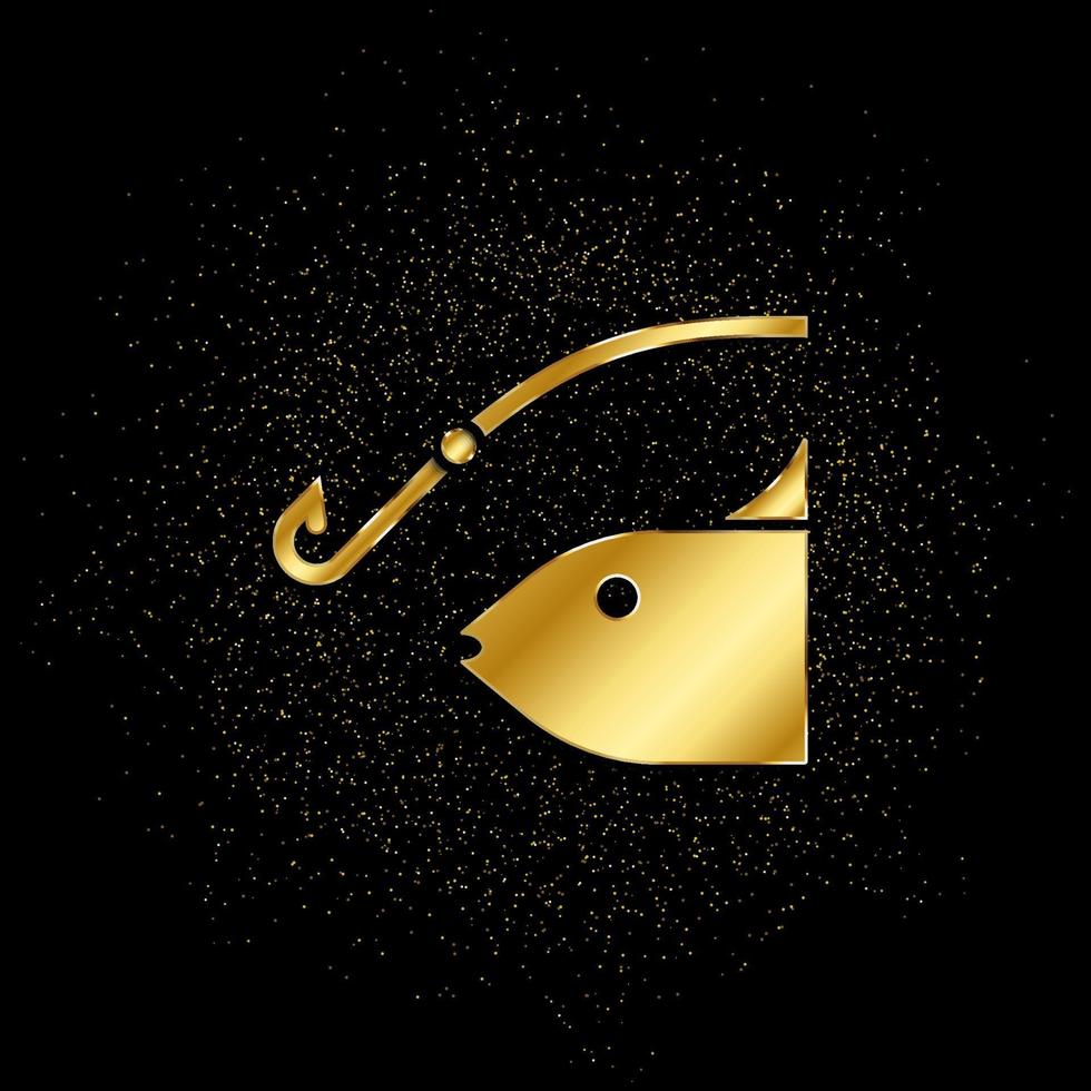 visvangst goud, icoon. vector illustratie van gouden deeltje Aan goud vector achtergrond