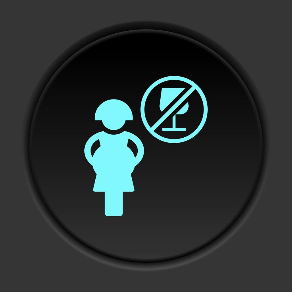 donker knop icoon zwanger verboden drinken alcohol. knop banier ronde insigne koppel voor toepassing illustratie Aan verduisteren achtergrond vector