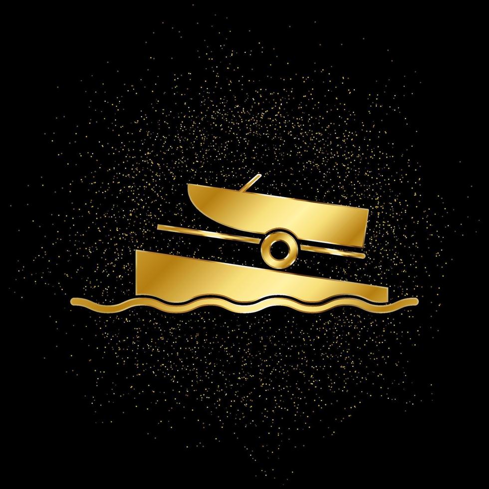 boot Aan een oprit goud, icoon. vector illustratie van gouden deeltje Aan goud vector achtergrond