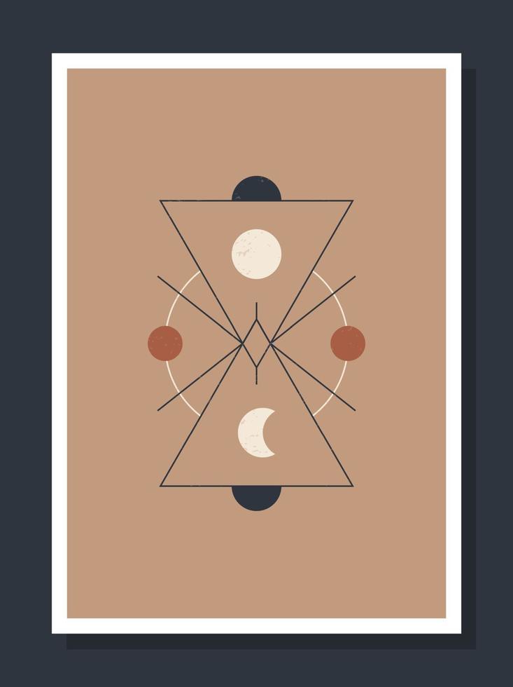 minimalistische poster met hemellichamen. poster in een moderne boho-stijl. de maan en de sterren. vector mystieke illustratie kaarten.