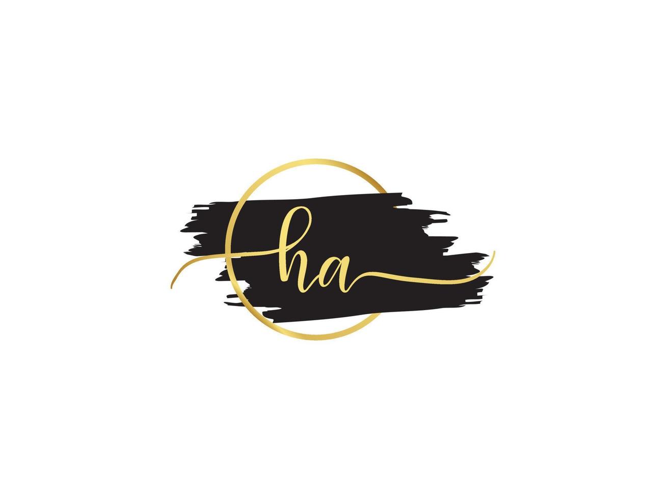 eerste ha handtekening logo, luxe ha gouden mode logo brief ontwerp vector