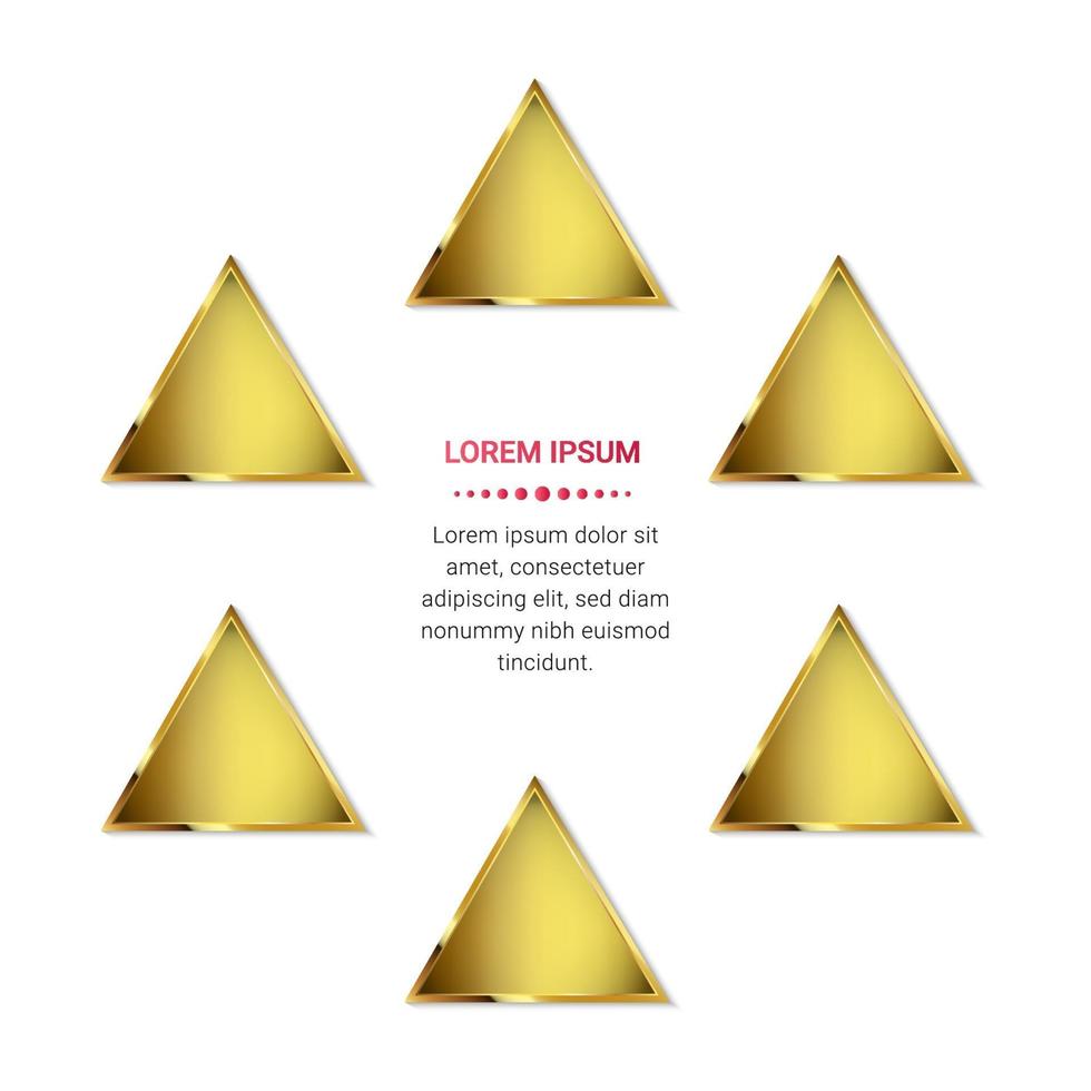 gouden cirkelvormige driehoeken met tekstruimte vector