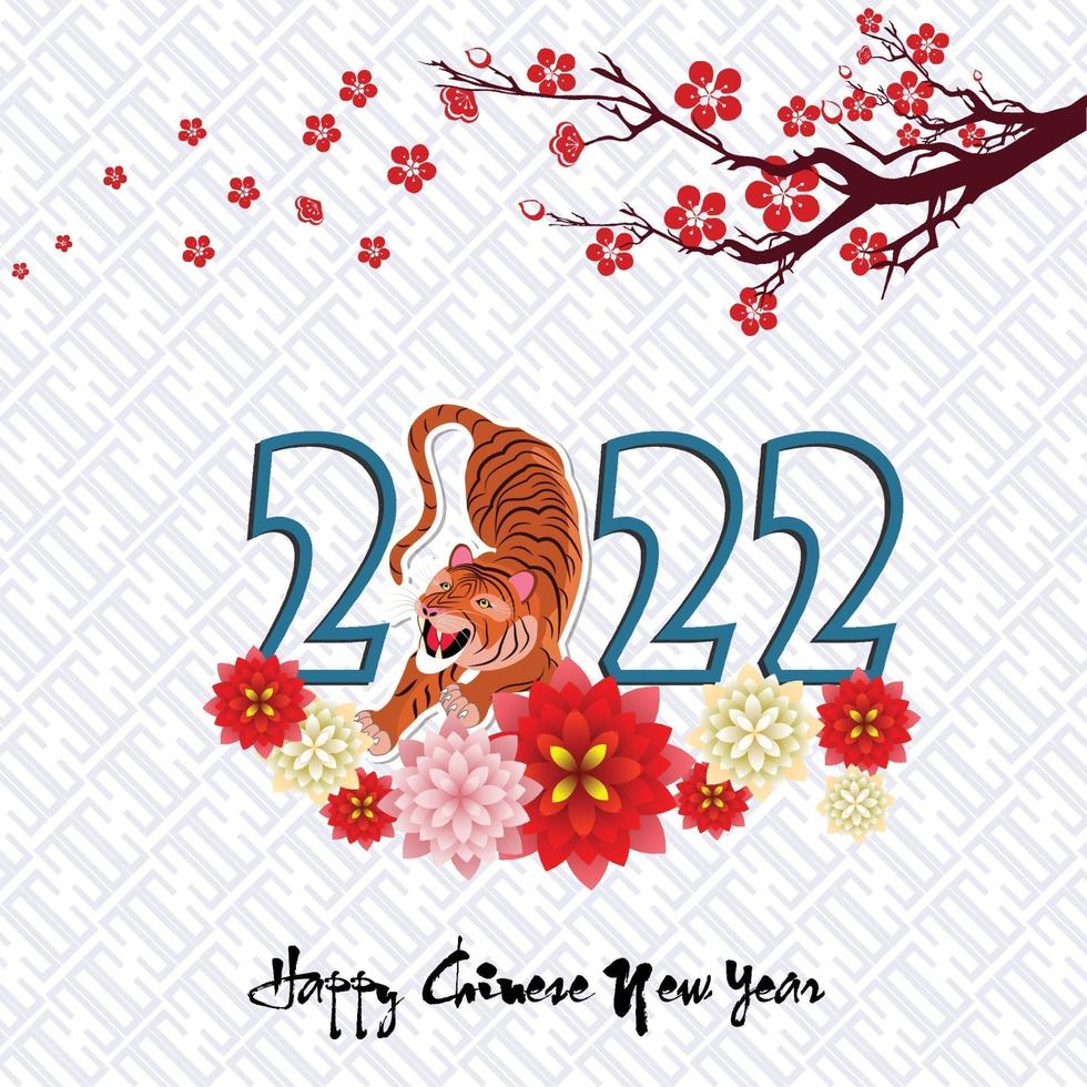 gelukkig chinees nieuwjaar 2022 - jaar van de tijger. nieuwe maanjaar banner ontwerpsjabloon. vector