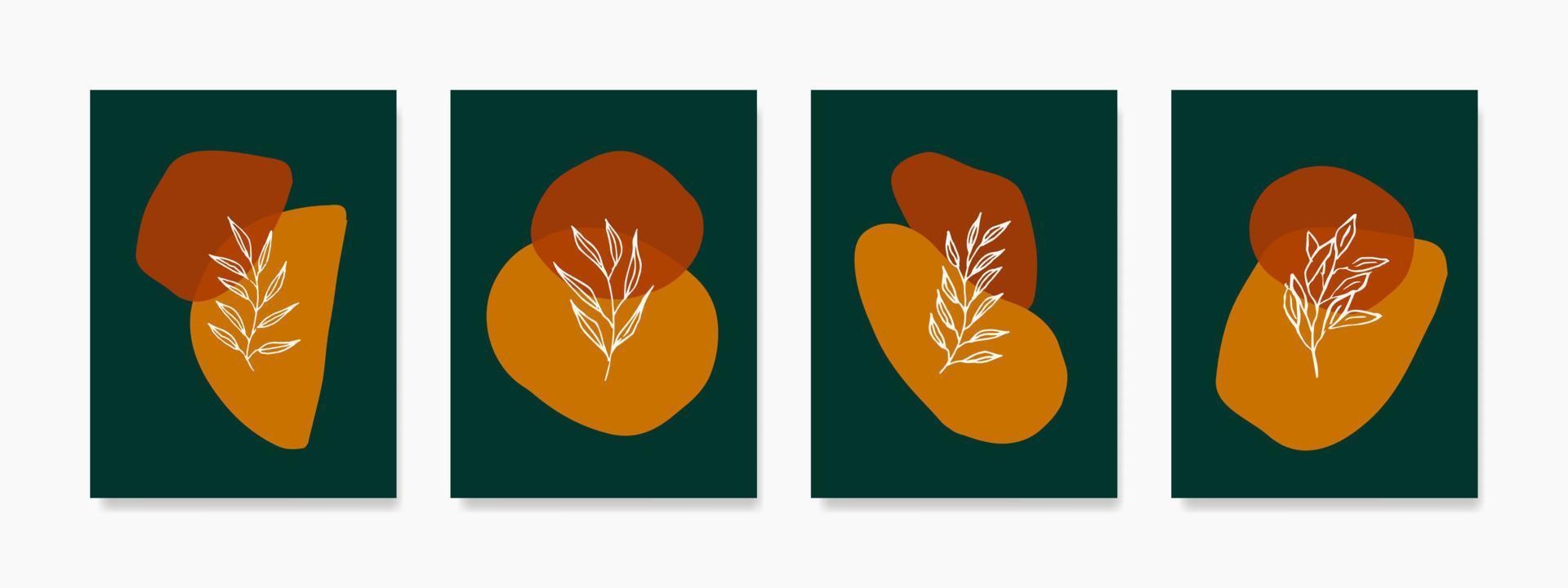 boho gebladerte lijn kunst met abstract vormen en aards tonen maken omhoog deze botanisch vector kunst set, ideaal voor minimalistische en natuurlijk muur decor, afdrukken, dekt, en achtergronden.