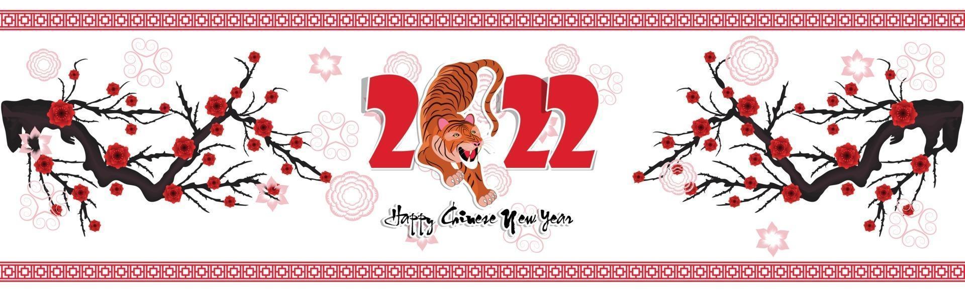 gelukkig chinees nieuwjaar 2022 - jaar van de tijger. nieuwe maanjaar banner ontwerpsjabloon. vector