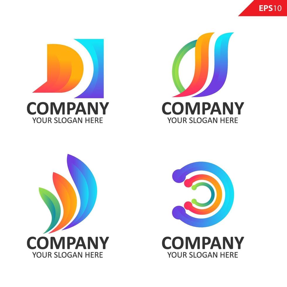 verzameling kleurrijke eerste d brief logo ontwerpsjabloon vector
