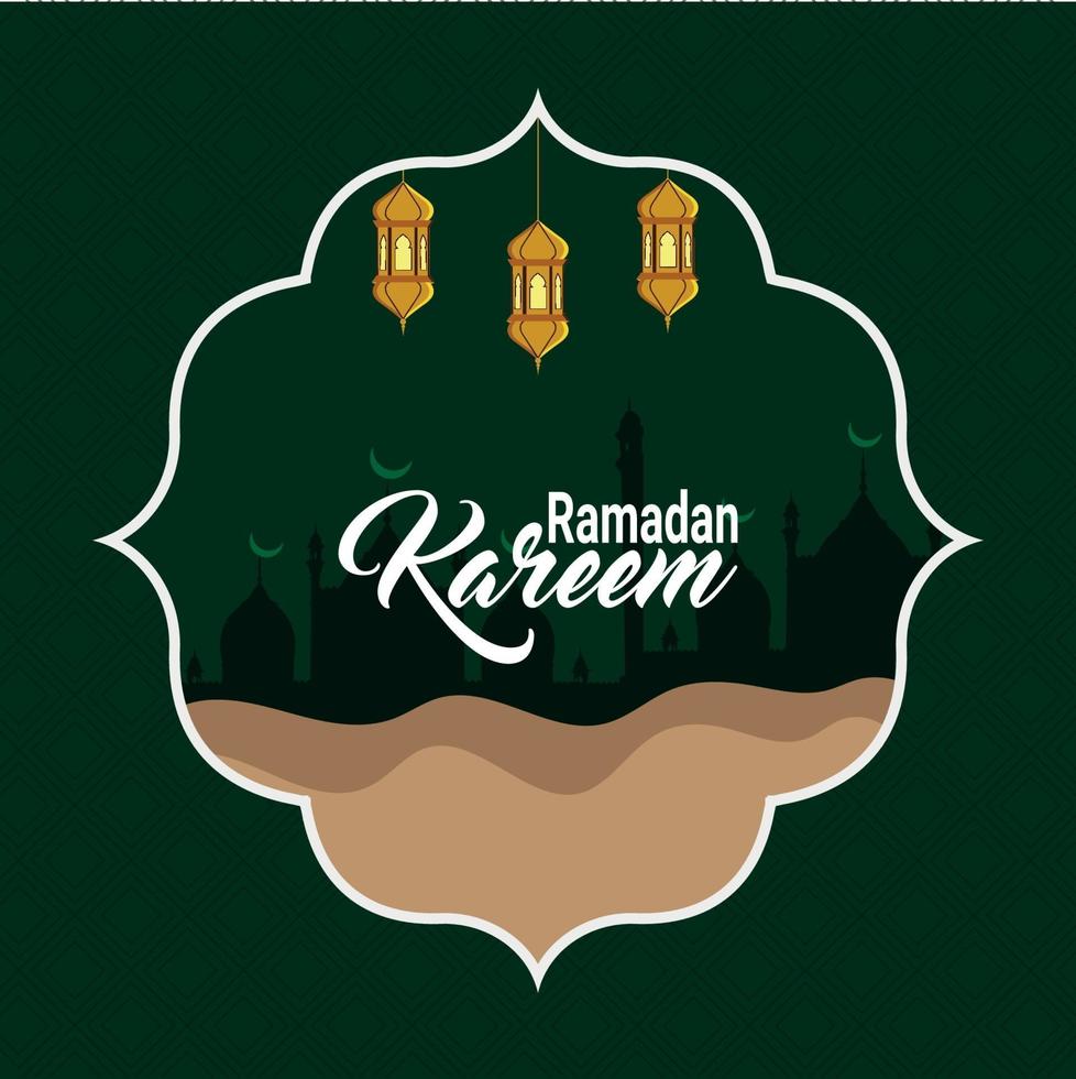 plat ontwerpconcept van ramadan kareem met lantaarn vector