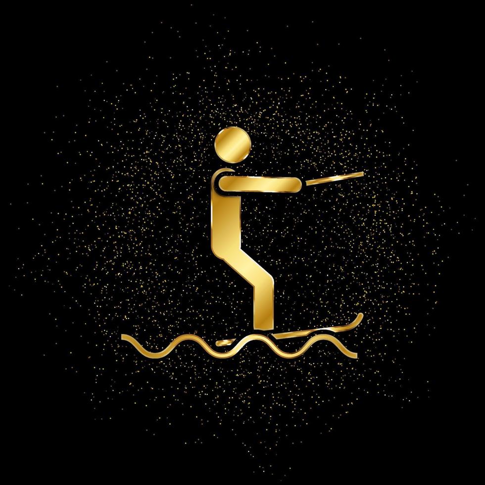 surfen zee goud, icoon. vector illustratie van gouden deeltje Aan goud vector achtergrond