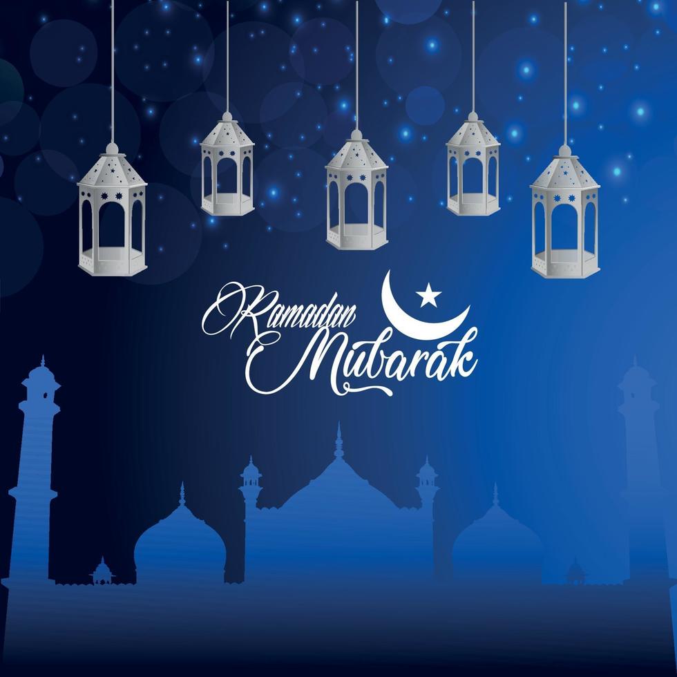 creatief deisgn met lantaarn van ramadan kareem en achtergrond vector