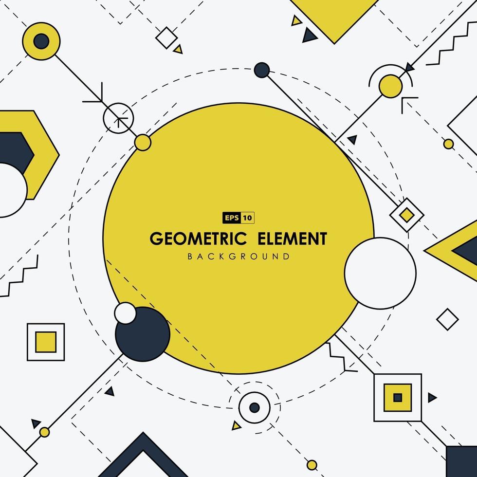 het abstracte gele trendy ontwerp van geometrische elementenkunstwerk verfraait op witte achtergrond. illustratie vector eps10