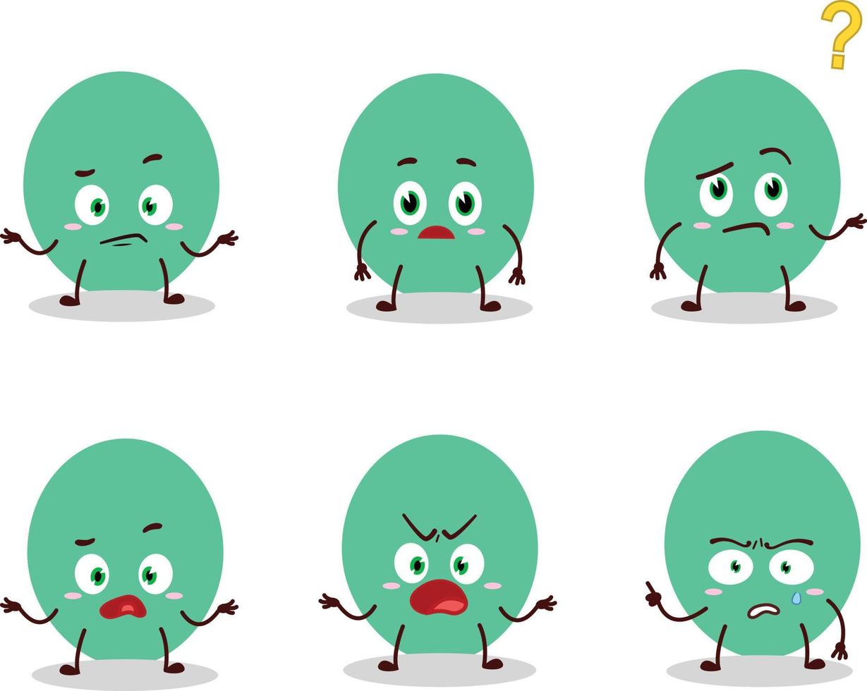 tekenfilm karakter van groen ballon met wat uitdrukking vector
