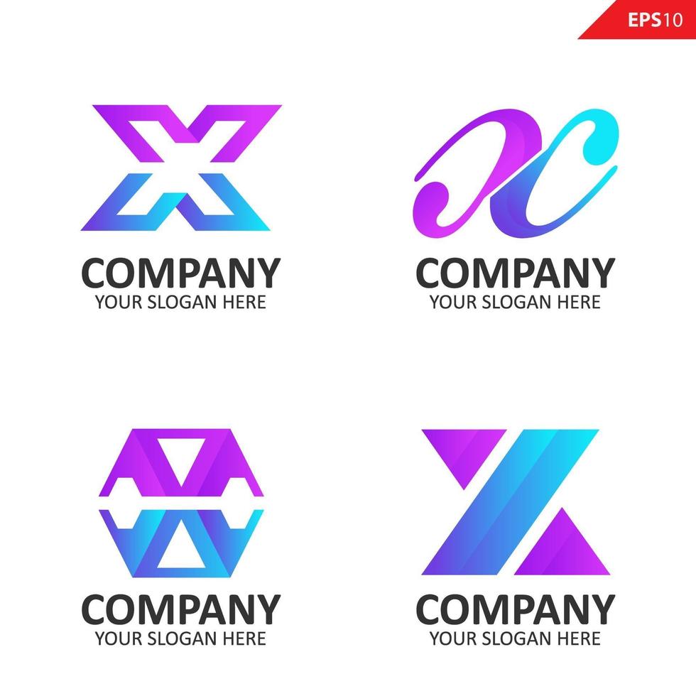 verzameling kleurrijke eerste x brief logo ontwerpsjabloon vector