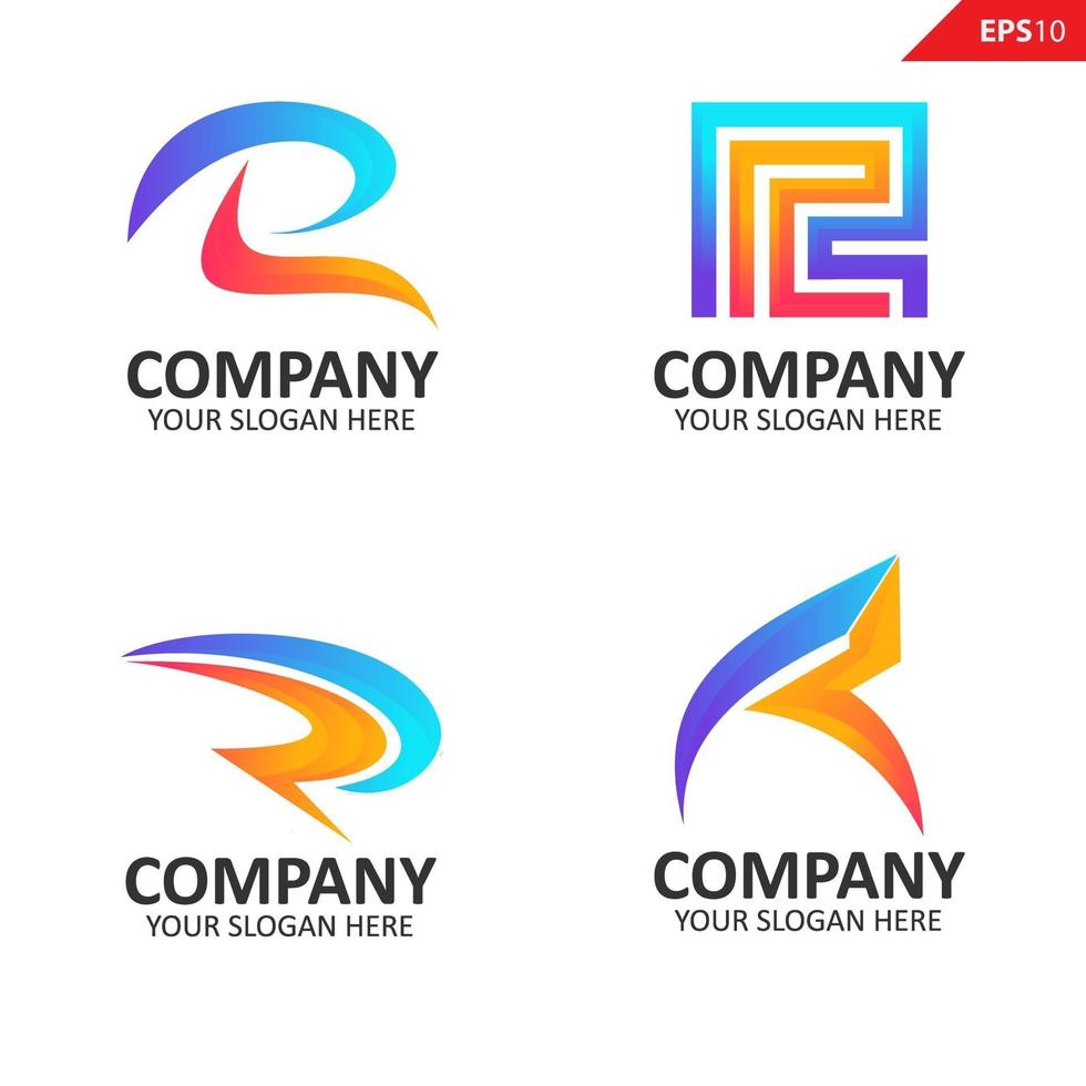 verzameling kleurrijke eerste r brief logo ontwerpsjabloon vector