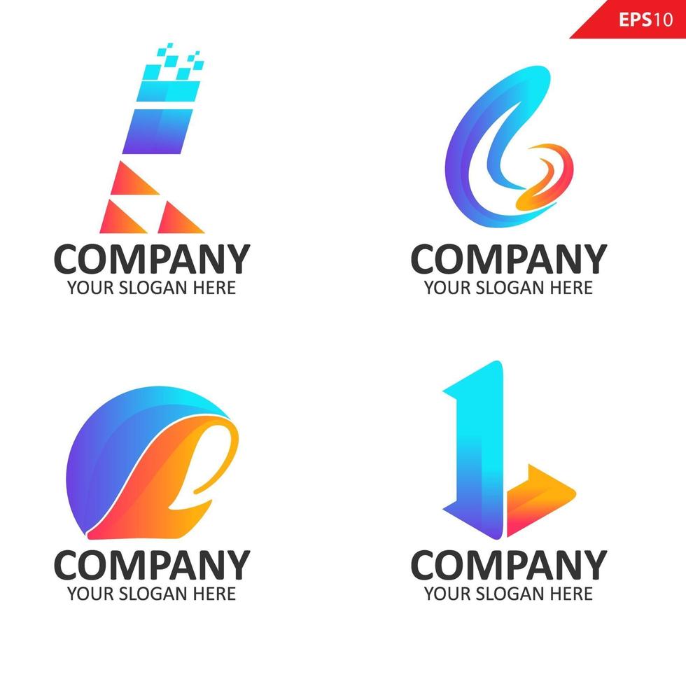 verzameling kleurrijke eerste l brief logo ontwerpsjabloon vector