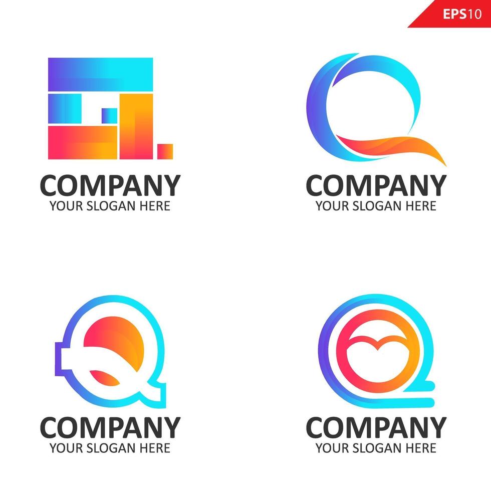 verzameling kleurrijke eerste q brief logo ontwerpsjabloon vector
