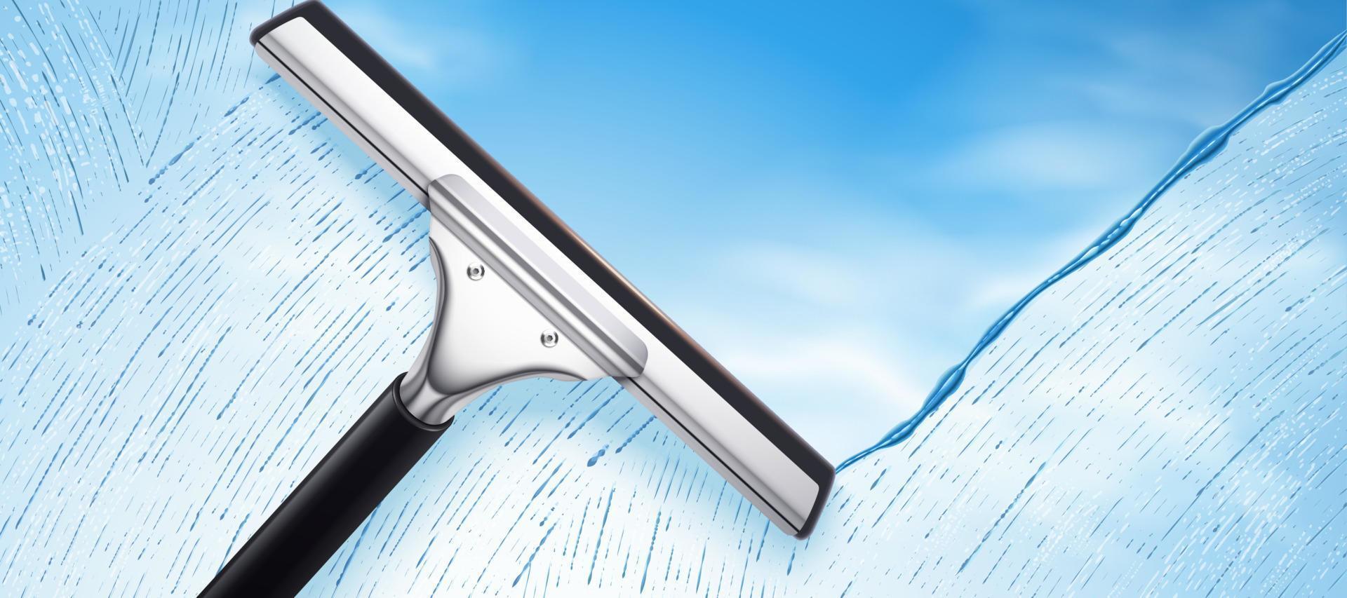 zuigmond schoonmaak glas tegen blauw lucht achtergrond in 3d illustratie, advertentie achtergrond voor glas schoonmaak Product vector