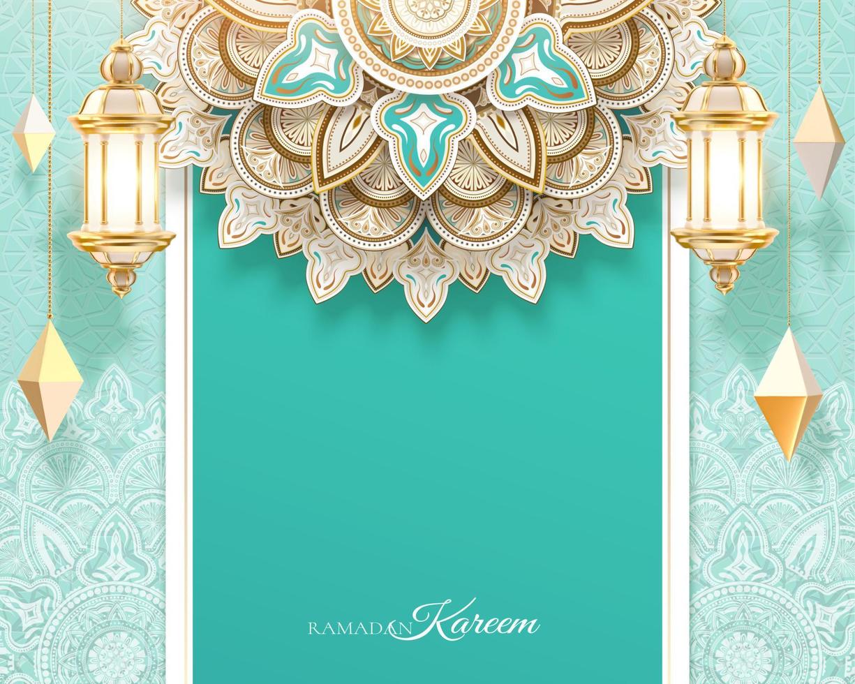 3d Islamitisch vakantie viering achtergrond ontwerp met luxe meetkundig patronen. groet kaart sjabloon geschikt voor Ramadan, eid al-fitr of hari straal. vector