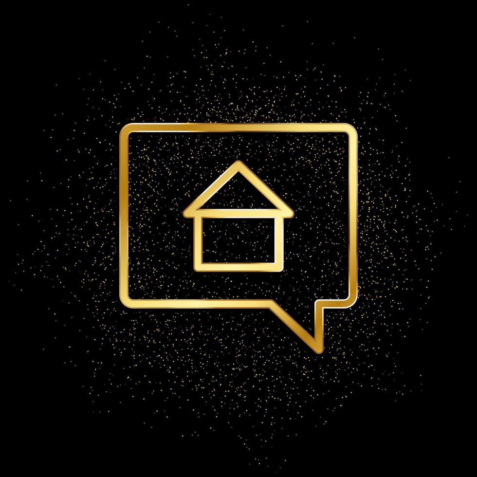 chatten, huis, huis goud icoon. vector illustratie van gouden deeltje achtergrond. echt landgoed concept vector illustratie .