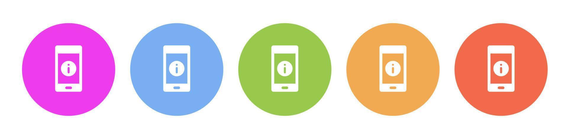 multi gekleurde icoon mobiel informatie. knop banier ronde insigne koppel voor toepassing illustratie Aan wit achtergrond vector