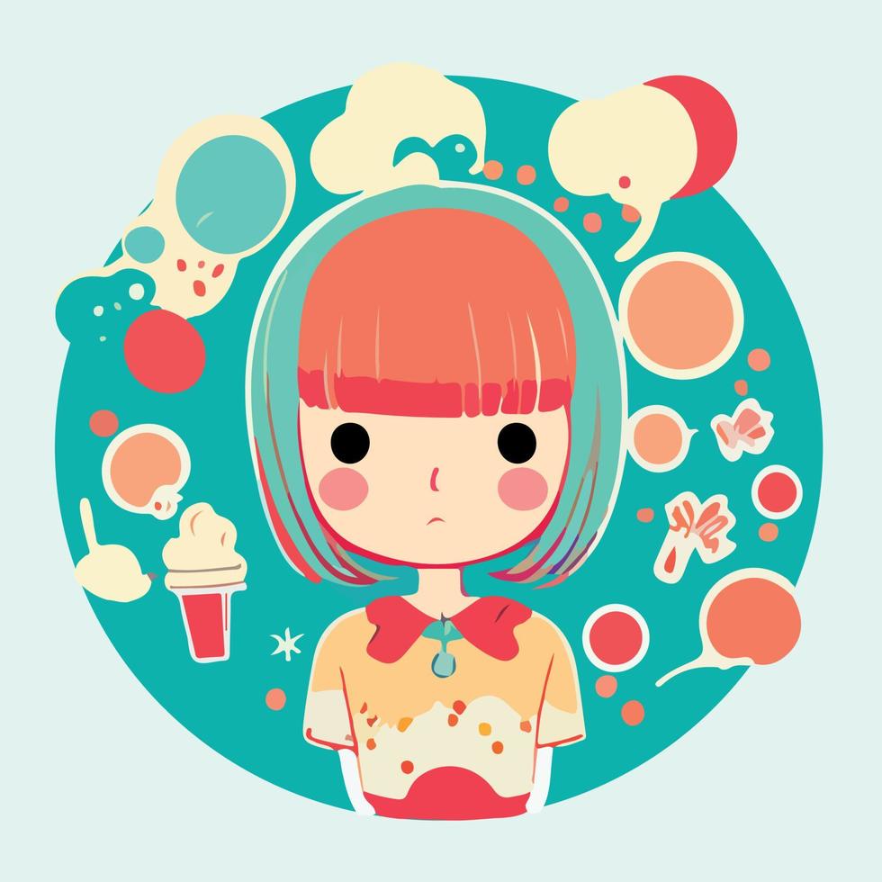 kawaii meisje tekenfilm stijl vector illustratie