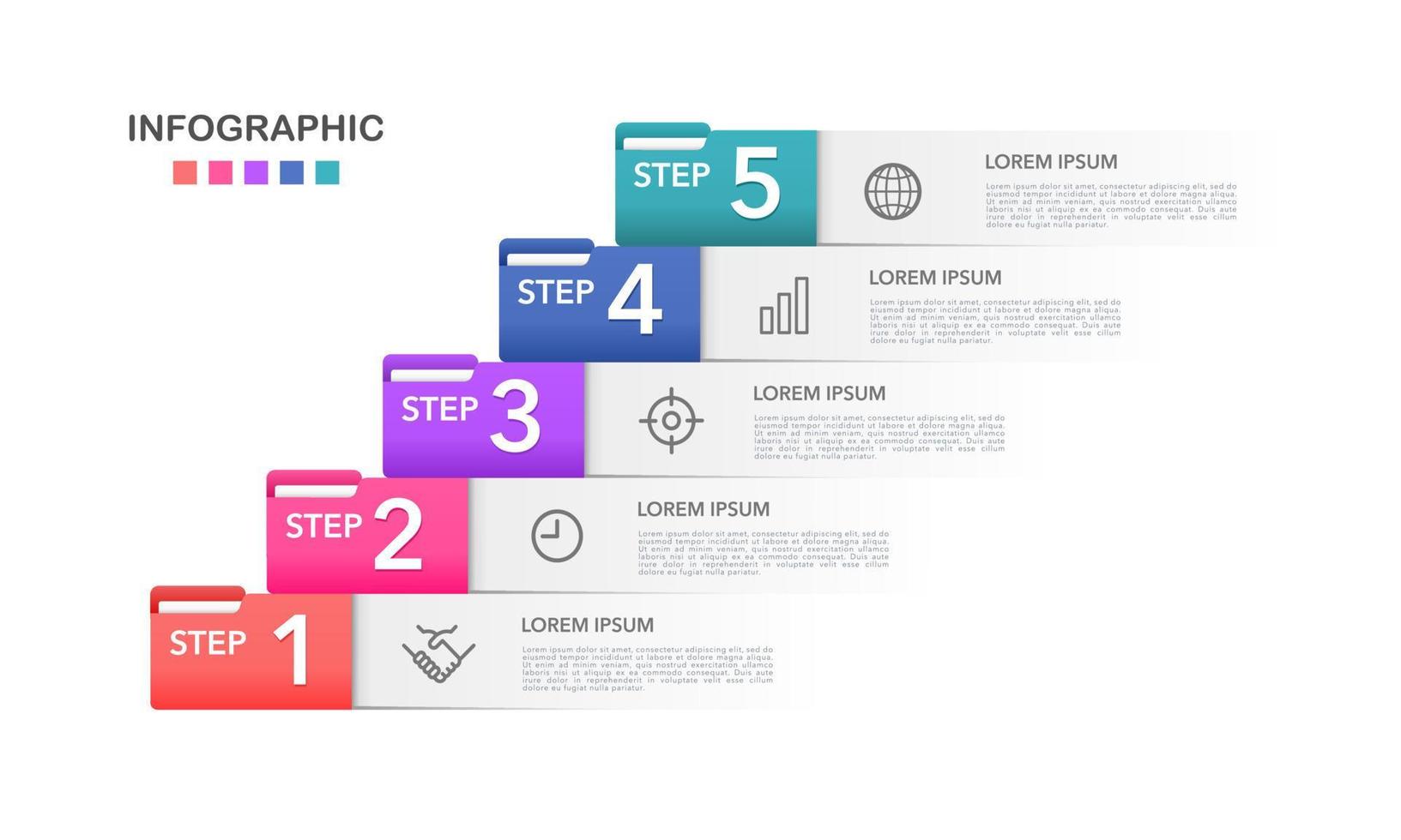 infographic map 5 stappen of opties. vector illustratie.