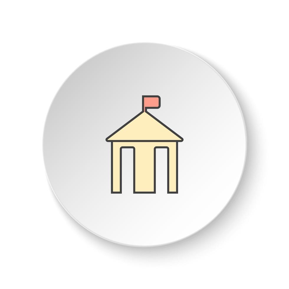 ronde knop voor web icoon, stad hal, silhouet. knop banier ronde, insigne koppel voor toepassing illustratie Aan wit achtergrond vector
