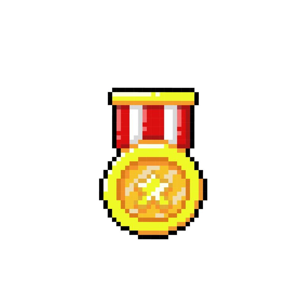 goud medaille in pixel kunst stijl vector