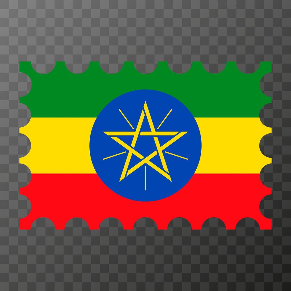 port postzegel met Ethiopië vlag. vector illustratie.