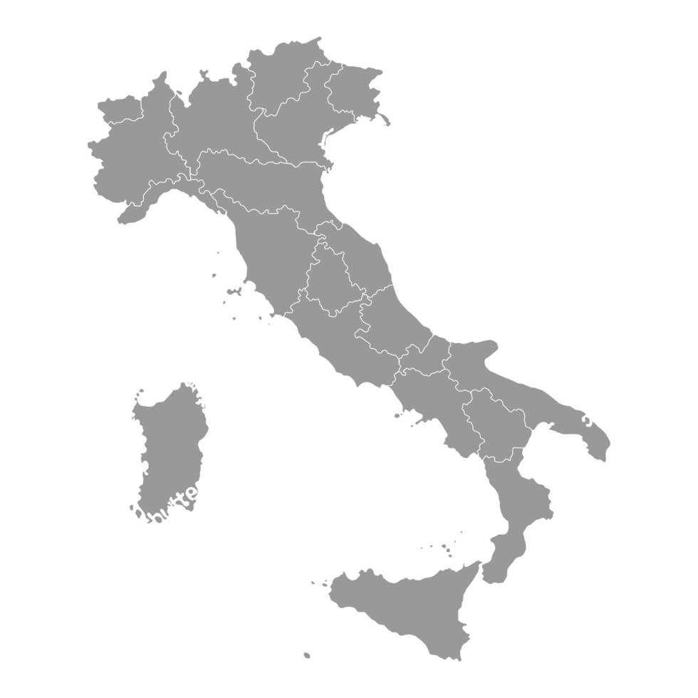 Italië grijs kaart met regio grenzen. vector illustratie.