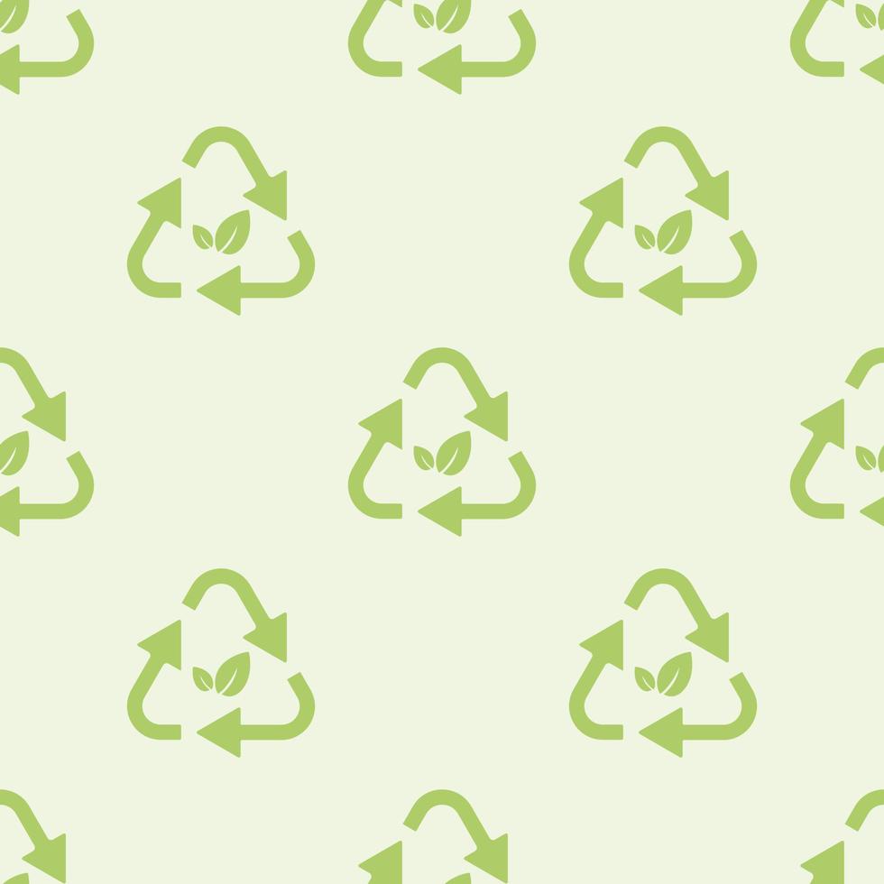 groen pijlen recycle met groen bladeren patroon. vector illustratie.