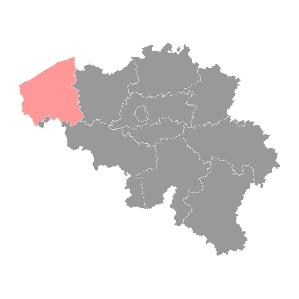 west Vlaanderen provincie kaart, provincies van belgië. vector illustratie.