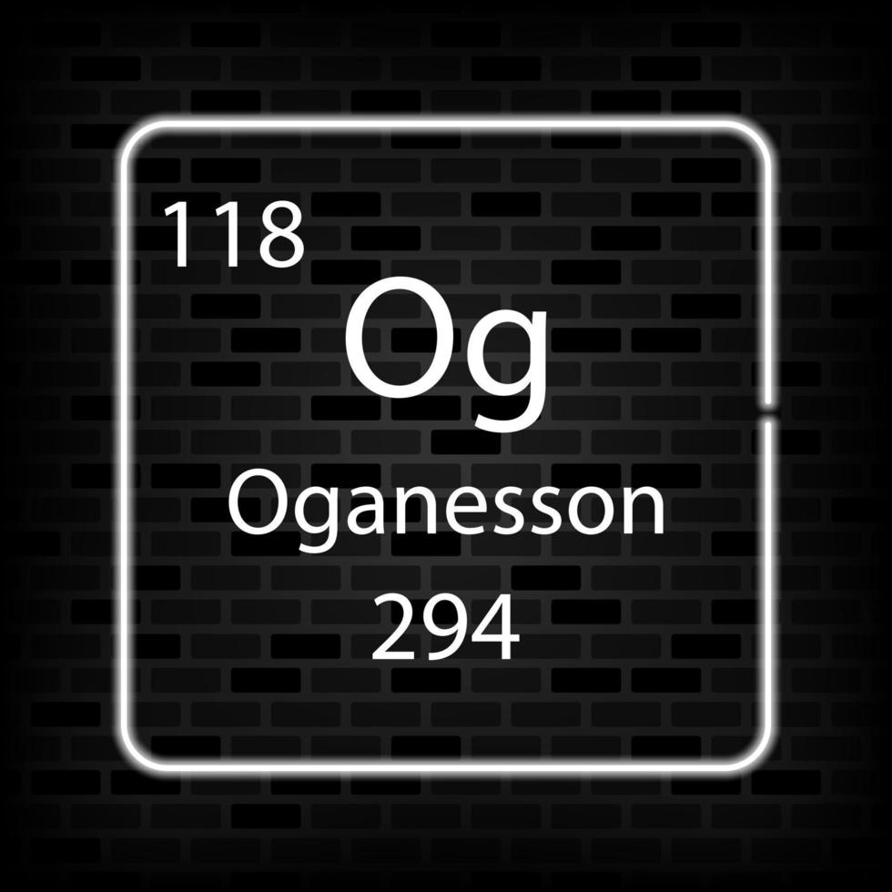 oganesson neon symbool. chemisch element van de periodiek tafel. vector illustratie.