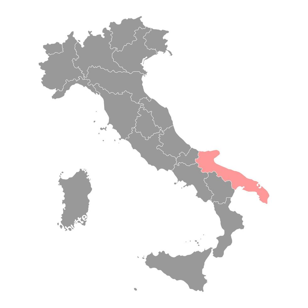 Puglia kaart. regio van Italië. vector illustratie.