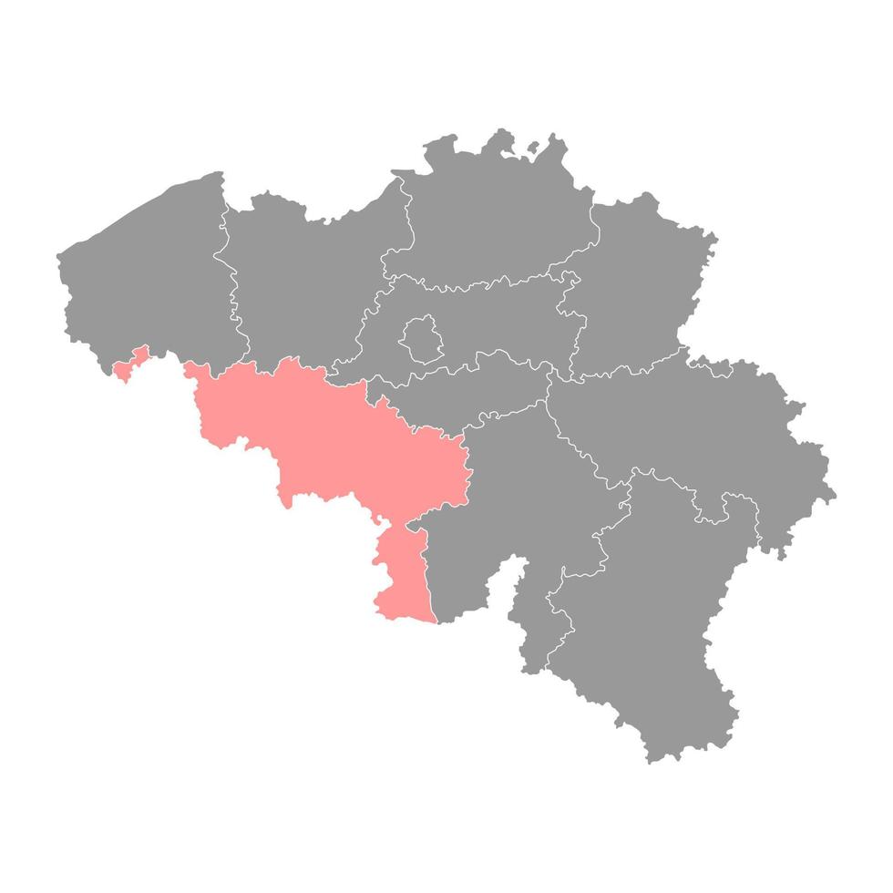 Henegouwen provincie kaart, provincies van belgië. vector illustratie.