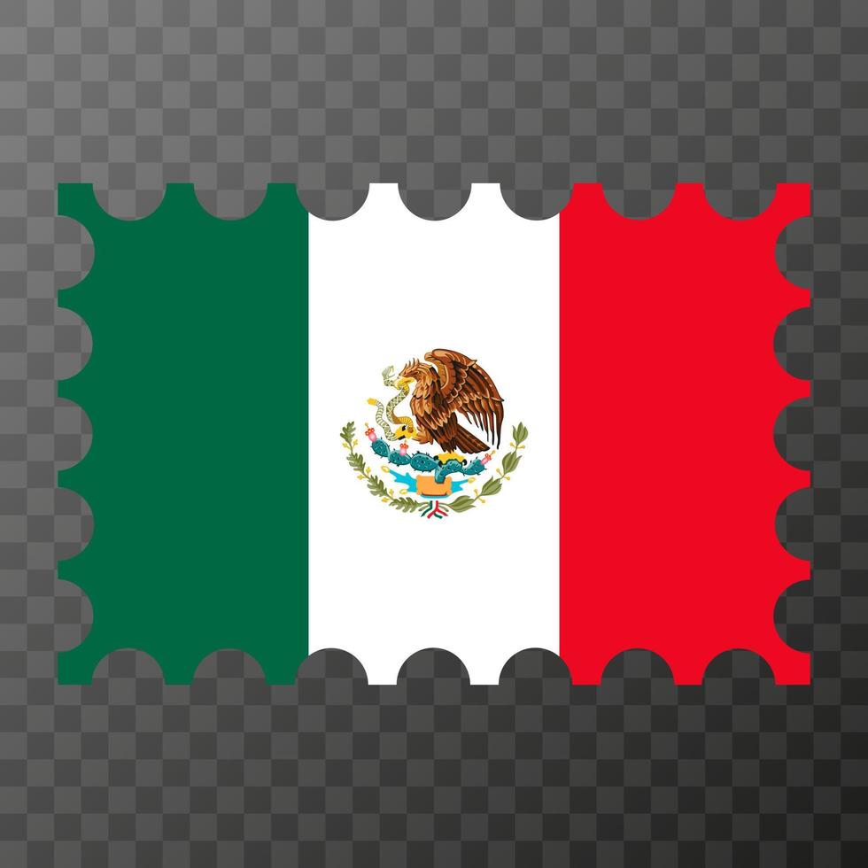 port postzegel met Mexico vlag. vector illustratie.