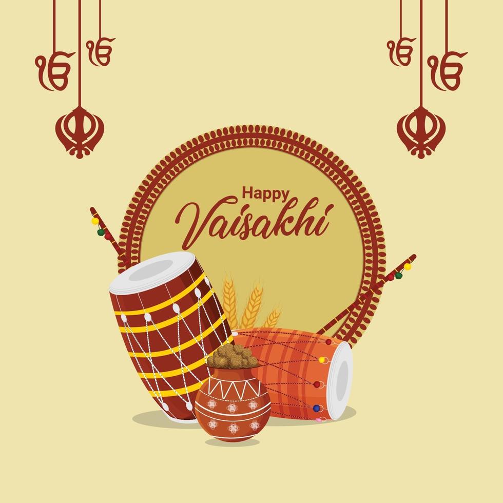 platte vectorillustratie van happy vaisakhi achtergrond vector